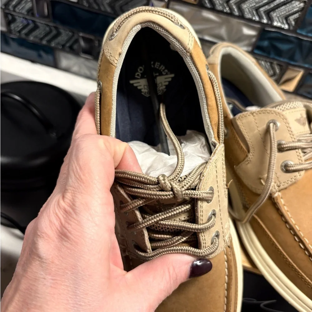 Beacon Tan Leather Boat Shoes with Cream Soles